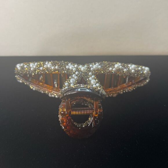 💞Brown Large Pearl Jaw Hair Clips - Picture 5 of 7